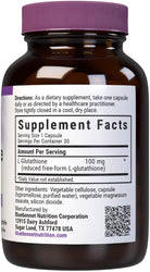 Bluebonnet Nutrition L-Glutathione 100Mg, Free-Form Amino Acid, for Free Radical Protection, Soy-Free, Gluten-Free, Non-Gmo, Kosher Certified, Vegan, 30 Vegetable Capsules, 30 Servings
