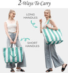 22'' 50L Large Beach Bag with Zipper, Extra Large Canvas Tote Bag for Women, Weekender Pool Bag