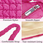 YFGBCX Quilted Tote Bag for Women Puffer Bag Quilted Bag Lightweight Puffy Tote Bag Quilted Padding Shoulder Bag Padded Hobo Crossbody Bag Zip Closure A06-Rose Pink