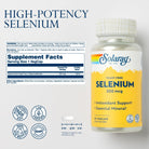 Solaray Yeast Free Selenium 200Mcg, Selenium Capsules for Healthy Thyroid Function & Immune Support, High Absorption Supplement, Vegan, 90 Servings, 90 Vegcaps