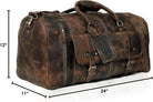 24 Inch Genuine Leather Duffle Bag for Men Travel Overnight Weekender Leather Duffel Bags Sports Gym Duffel for Men and Women Carry on Luggage for Traveling