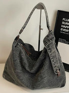 Denim Tote Bag for Women Large Slouchy Canvas Shoulder Bag with 2 Straps Blue Jean Hobo Purse Casual Crossbody Handbag