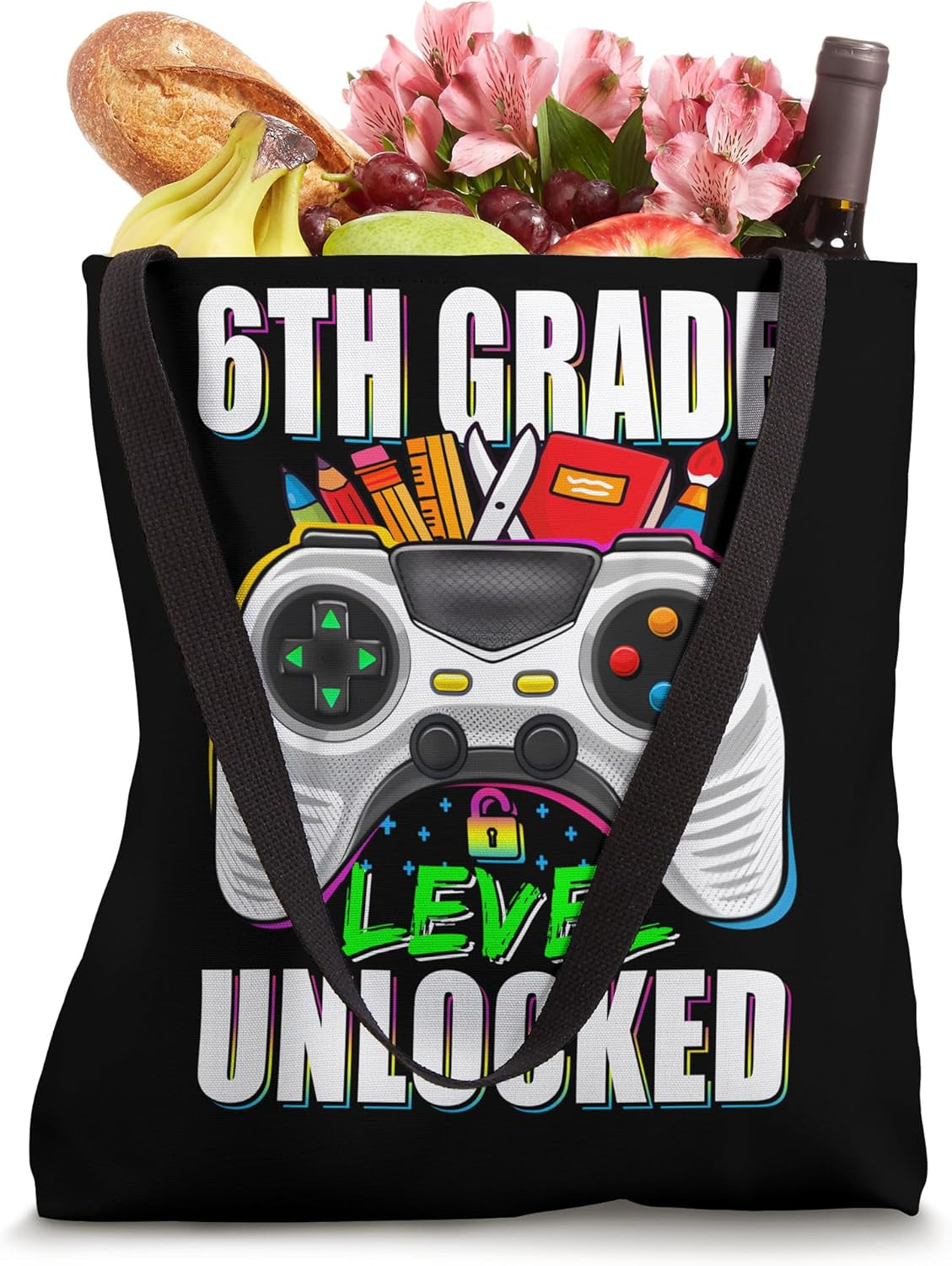 6Th Grade Level Unlocked Gamer First Day of School Boys Tote Bag