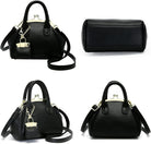 Mini Kiss Lock PU Leather Satchel Style Handbag Women Small Shoulder Crossbody Purse Commuter Tote Top Handle Everyday