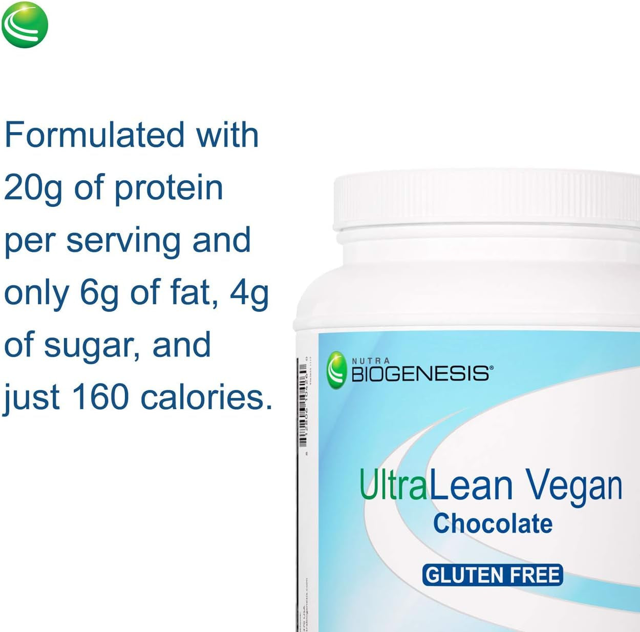 Nutra Biogenesis Ultralean Vegan Chocolate Protein Powder - Plant Based Protein Powder for Men & Women, Lactose Free Pea Protein for Muscle Support with Micronutrients & Vitamins - 1 Lb 5.4 Oz (635 G)