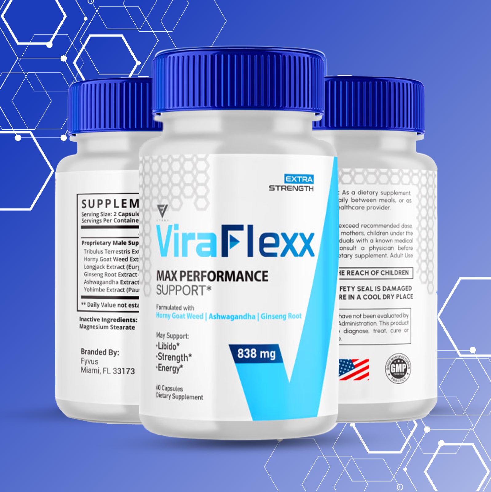 Viraflexx Enhancement Capsules, Vira Flexx Pro Supplement for Men (60 Capsules)