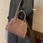 Suede Vintage Tote Bag for Women,Large Capacity Fashion Retro Shoulder Satchel,Adjustable Strap Faux Leather Top Crossbody
