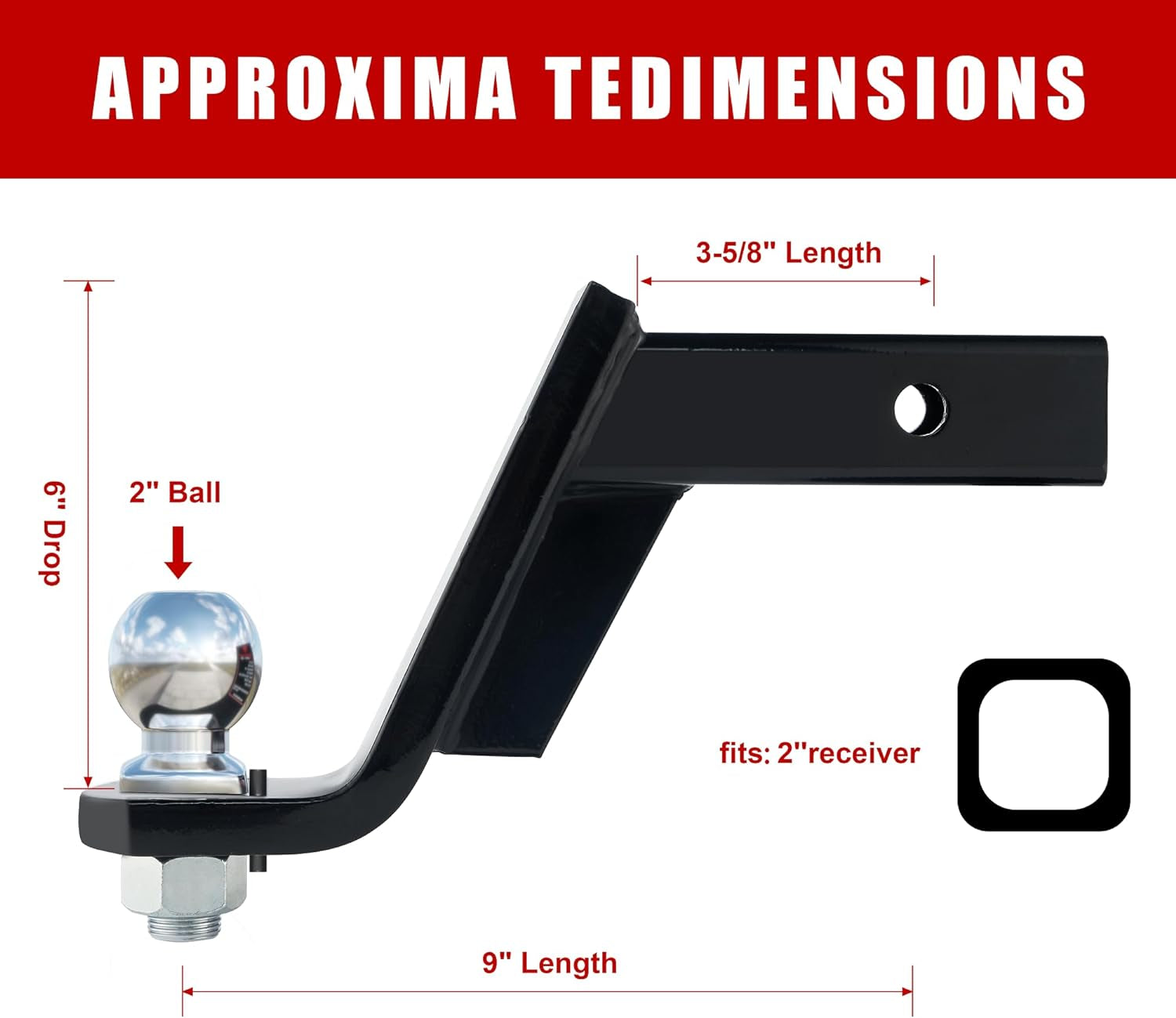 TYT Trailer Hitch Mount with 50.8 Mm Chrome Ball & Lock, Fits 50.8 Mm Receiver,