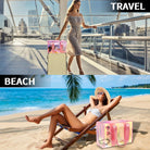 26L Extra Large Iridescent Beach Bag Set- Pink Tote Bag with Zipper - Perfect Beach Essentials for Family (1, Pink)