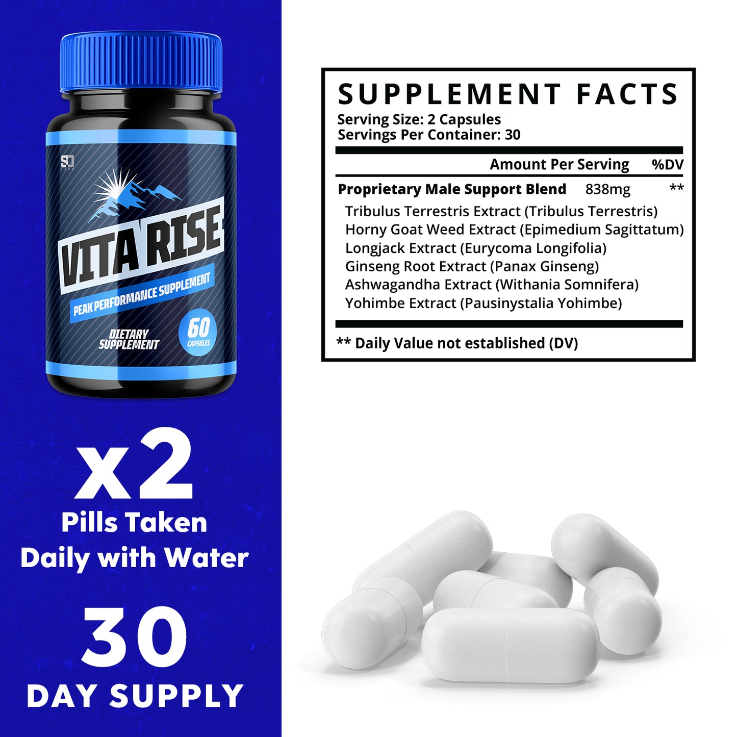 Vita Rise Male Pills Supports Peak Performance and Vitality (3 Pack)