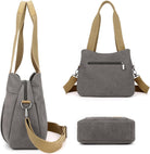 DOURR Light Cotton Canvas Crossbody Bags for Women Daily Small Organized Shoulder Handbags with 3 Compartments