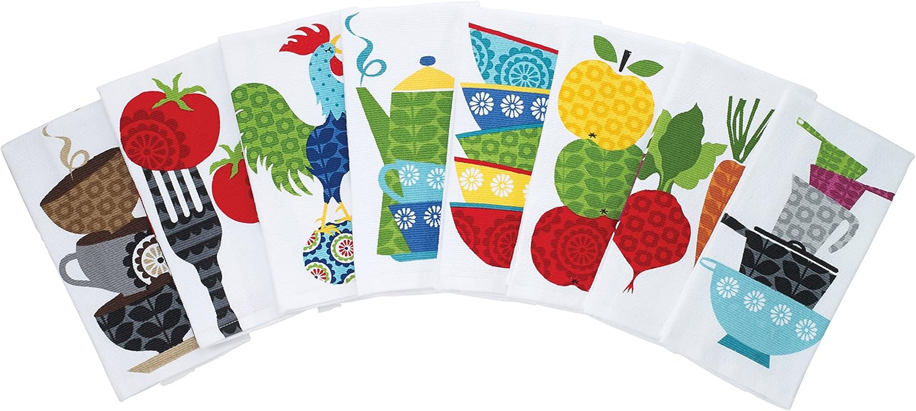 T-Fal Textiles Double Sided Print Woven Cotton Kitchen Dish Towel, 16" X 26", Veggie Print