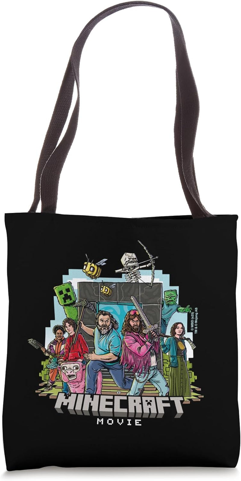 A Minecraft Movie Main Characters Group Shot Cartoon Style Tote Bag