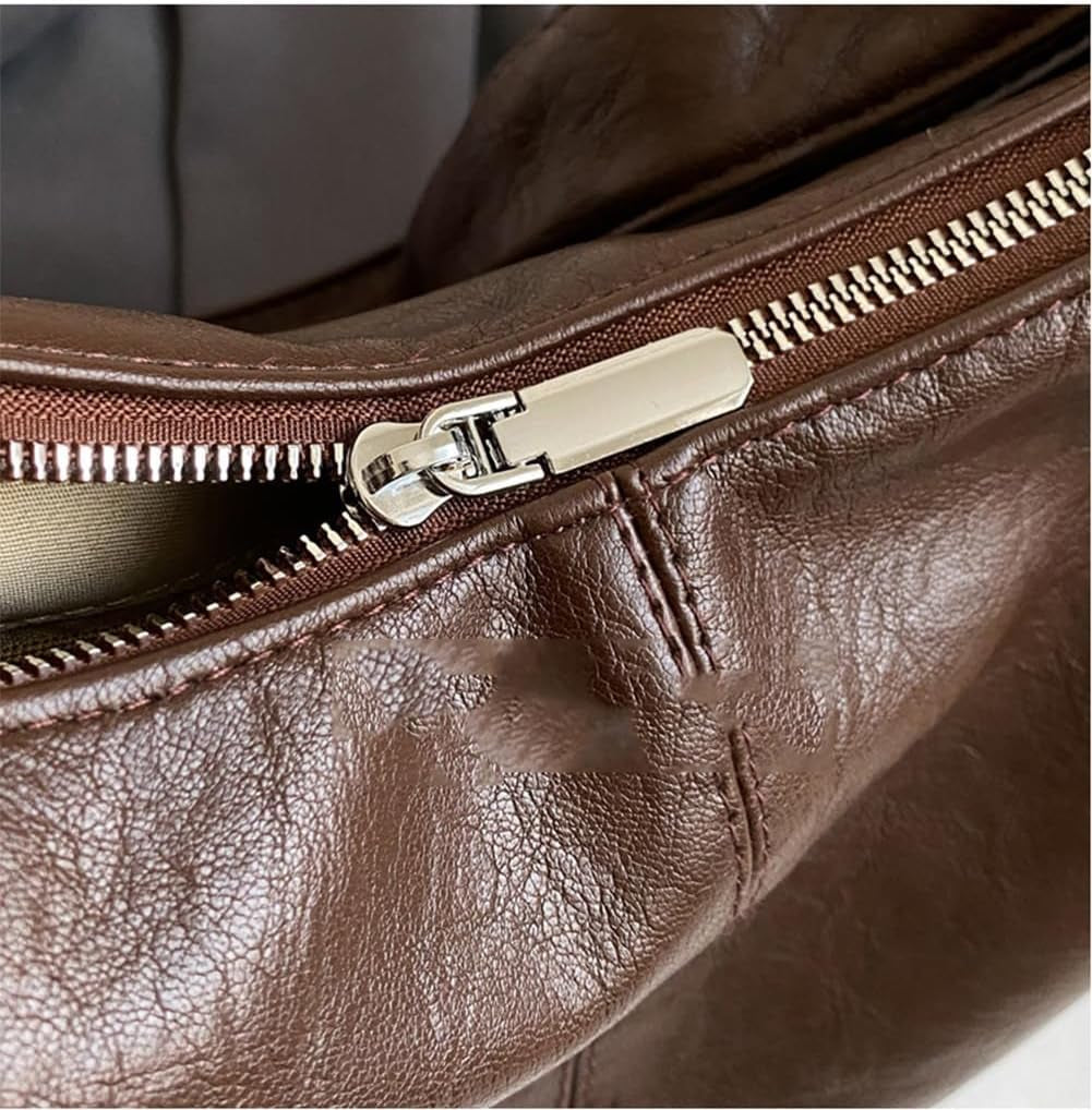Slouchy PU Leather Hobo Bags Women Underarm Shoulder Bag Trendy Crescent Crossbody Purses College Travel Tote Handbag 2025