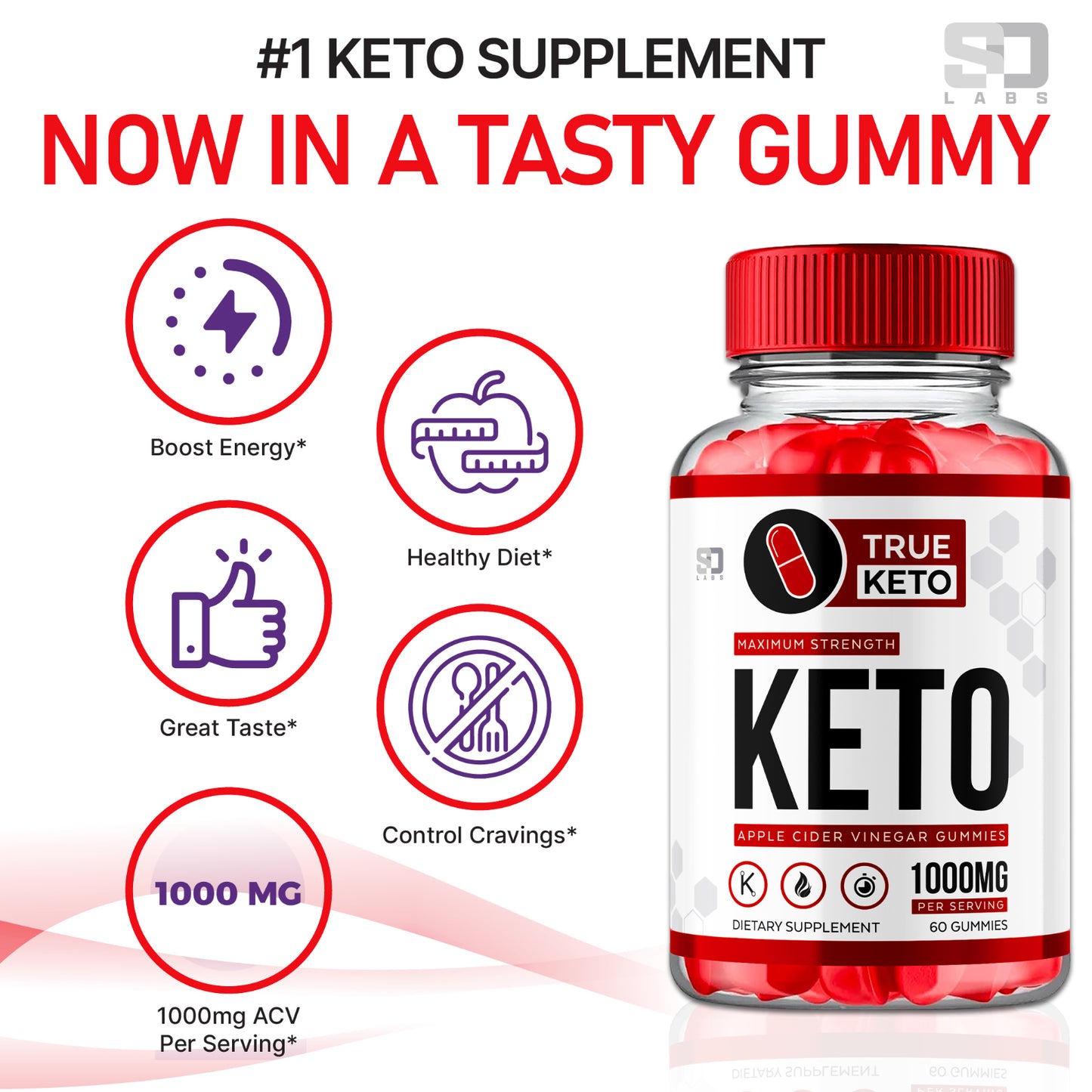 True Keto ACV Gummies - Support Your Wellness and Weight Goals 60 Gummies