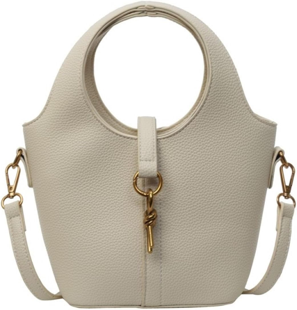 Women Bucket Bags PU Leather Hobo Bag Fashion Shoulder Crossbody Vintage Tote Small Handabg Purse (Beige, W23*H15*D13 Cm)