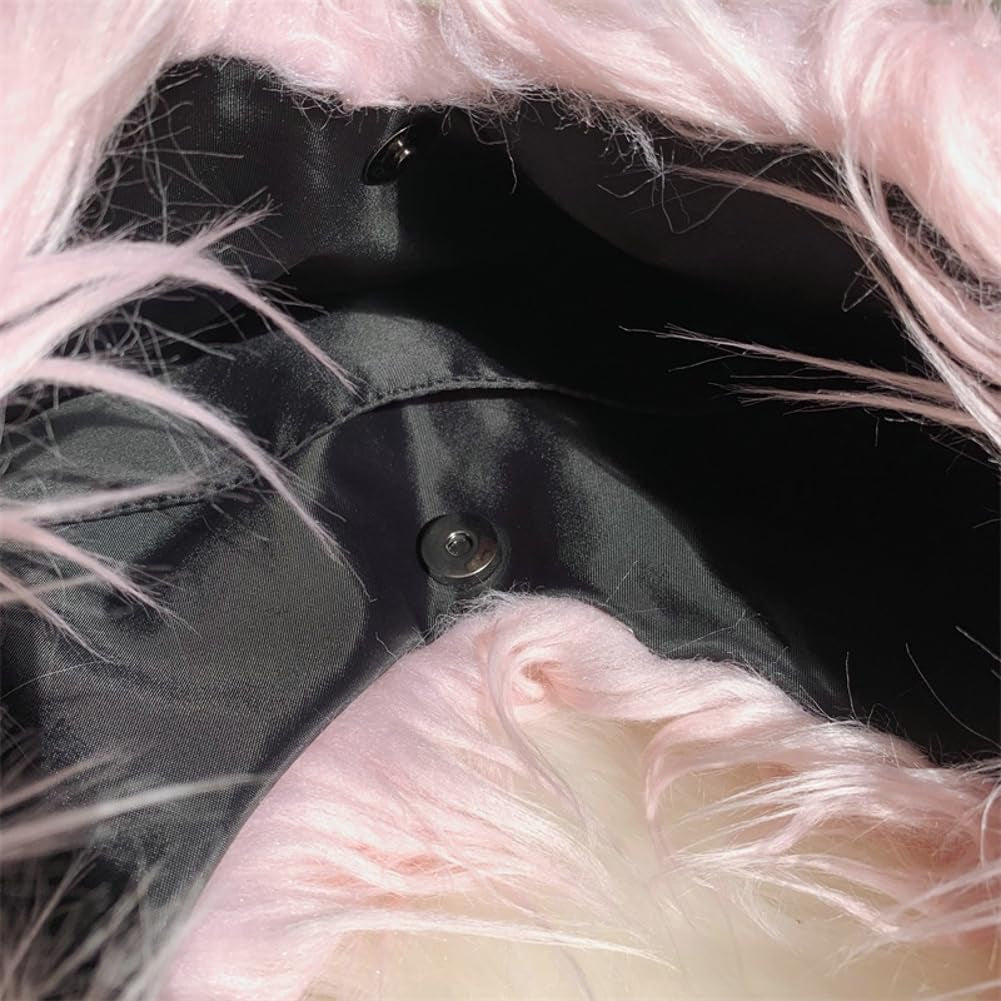 Tote Bags for Women Faux Fur Y2K Hobo Handbag Fuzzy Furry Shoulder Purse