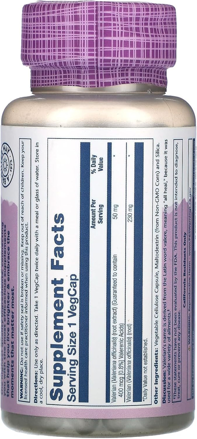 SOLARAY Valerian Root Extract 50 Mg | Relaxation Support for a Healthy Sleep Cycle | 0.8% Valerenic Acids | 60 CT