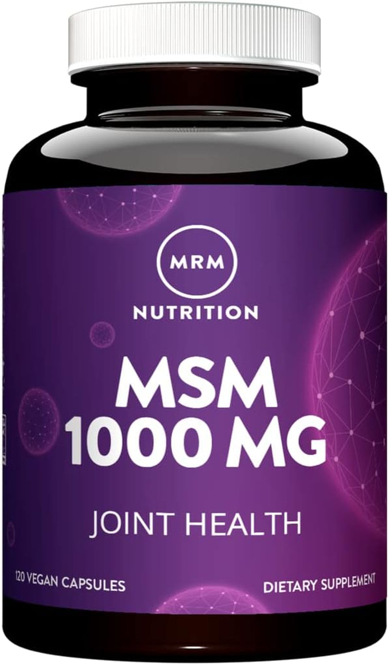 MRM Nutrition MSM 1000Mg | Pure Methyl-Sulfonyl-Methane Capsules | Joint, Hair, Skin & Nail Support | Bioavailable Sulfur Supplement | Vegan + Gluten-Free | 120 Servings