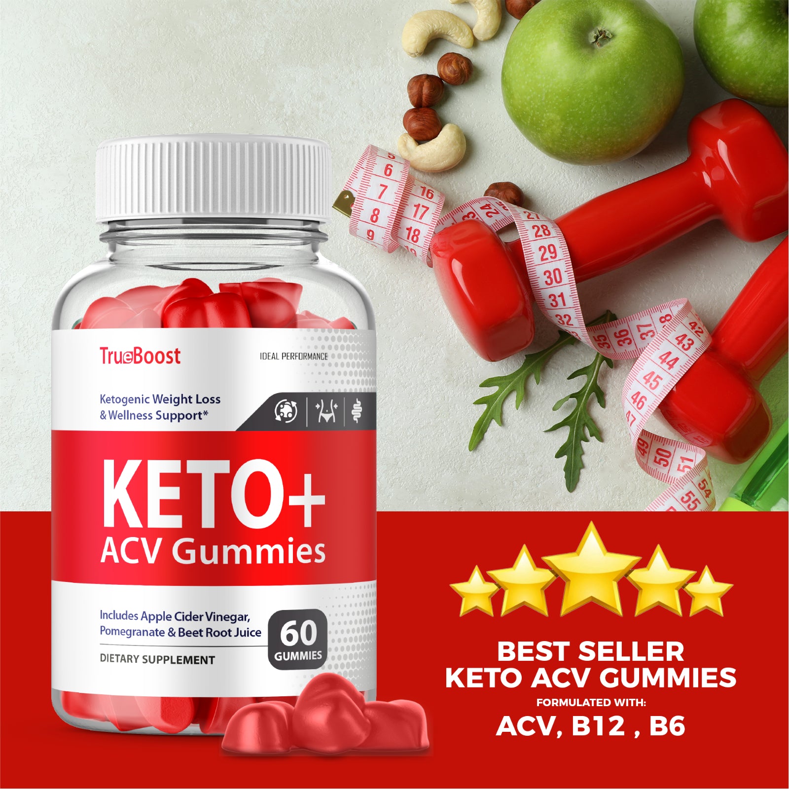 True Boost Keto plus ACV Gummies for Weight Loss (60 Gummies)