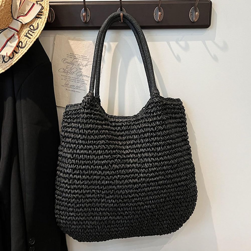 Beach Bags for Women, Large Woven Straw Tote Bag, Waterproof Beach Bag for Swim, Travel & Shopping, Stylish Weaving Handbag