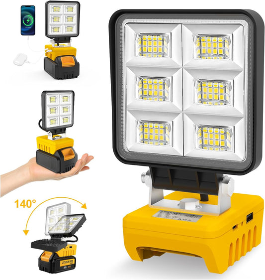 T-SUN Dewalt Battery Work Light,Cordless LED Work Light for Dewalt 18V/20V Battery,Battery Work Light with USB & Type C Charging Port, Portable Work Light for Workshop,Emergency and Job Site Lighting