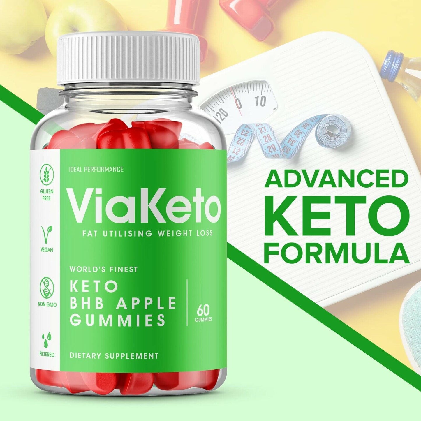 Via Keto Gummies Viaketo Apple Gummies (2 Pack - 120 Gummies)