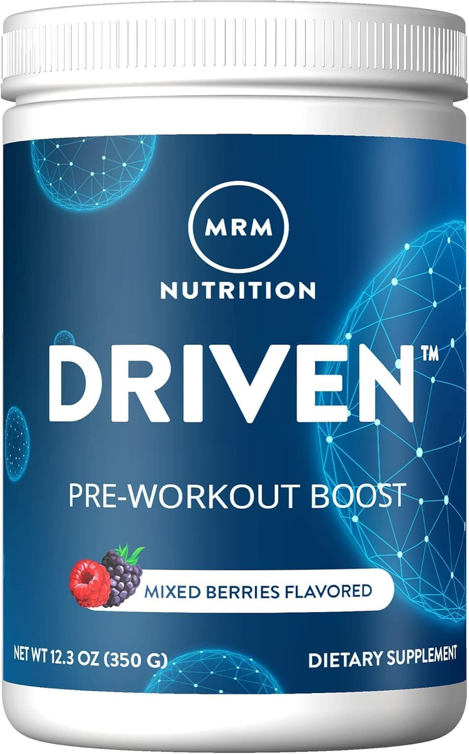 MRM Nutrition Driven Pre-Workout Powder | Mixed Berry Flavored | 125Mg Caffeine | Pure Ingredients| Muscle + Hydration + Energy Blends | Performance Energy | Vegan + Gluten-Free | 29 Servings