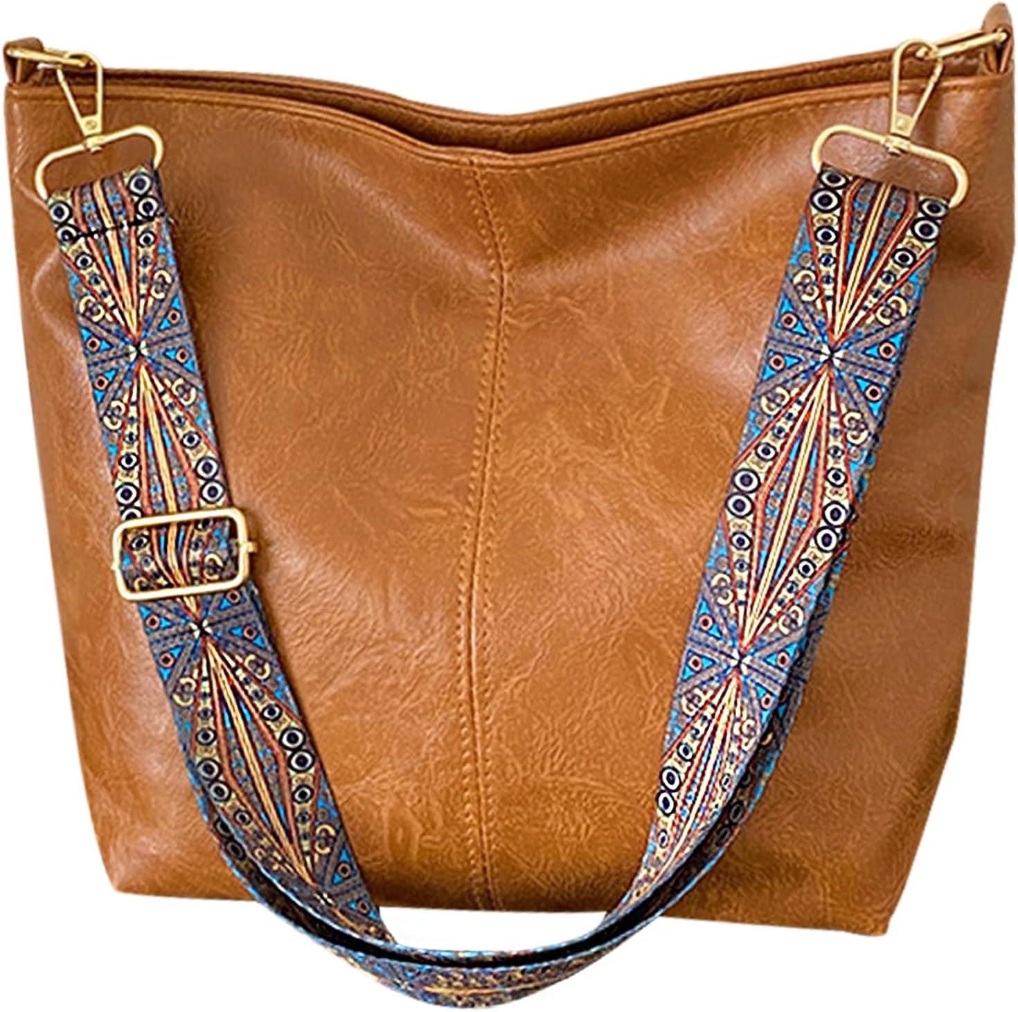Hobo Bags for Women Crossbody Purse Vegan Leather Shoulder Handbag Guitar Strap Purses Boho Tote Work Bucket Bag