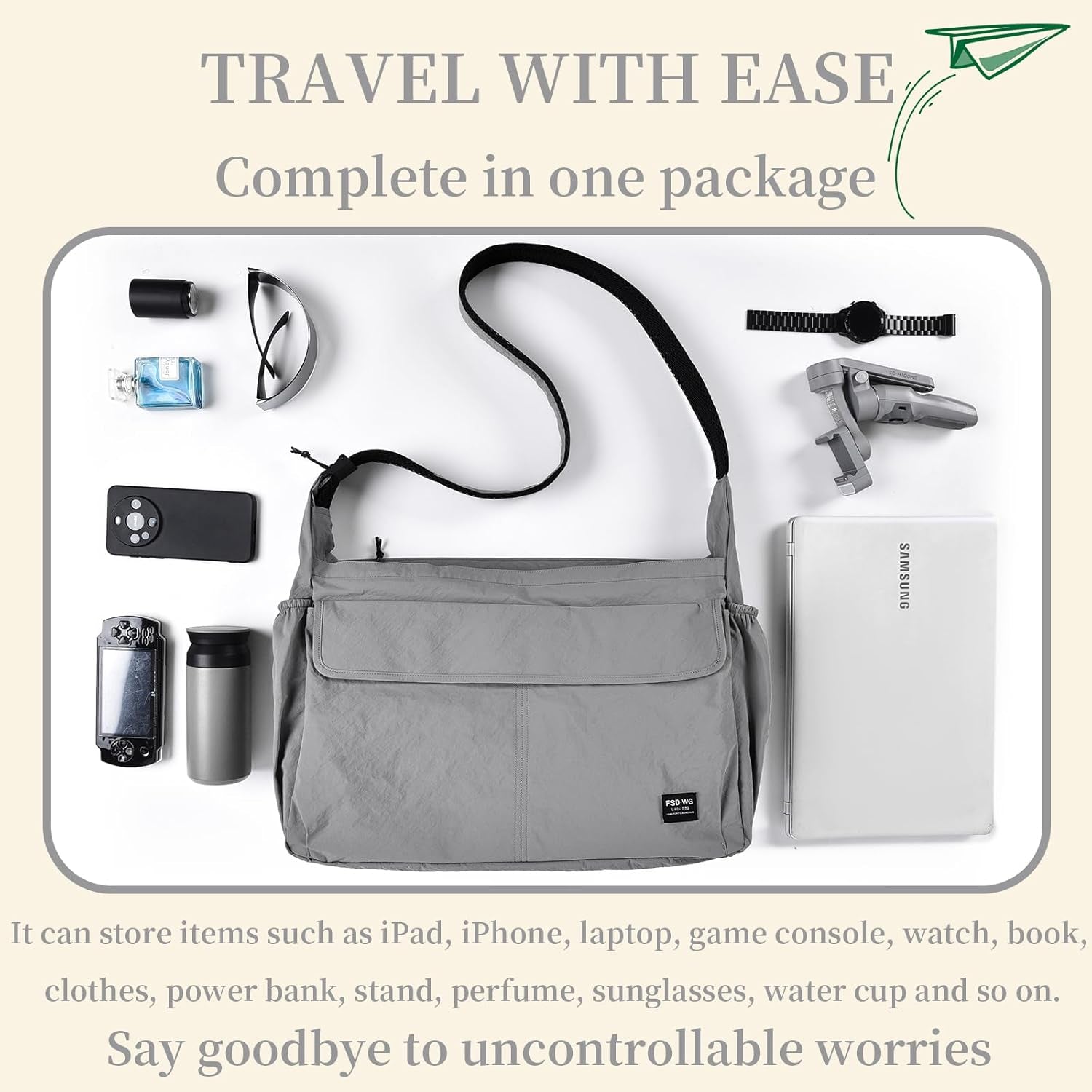FSD.WG Men Messenger Bag Laptop Bag Shoulder Bag Large Capacity Computer Casual Bag for Work College Travel