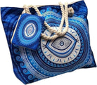 Evil Eye Beach Tote Bag,Handmade Canvas Shoulder Bag With,Multifunctional Shopping Bag,Suitable for Travel and Daily Use.