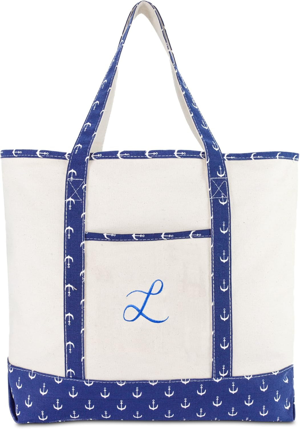 DALIX Large Tote Bag Shoulder Bags Personalized Gifts Ballent Blue Anchor a - Z