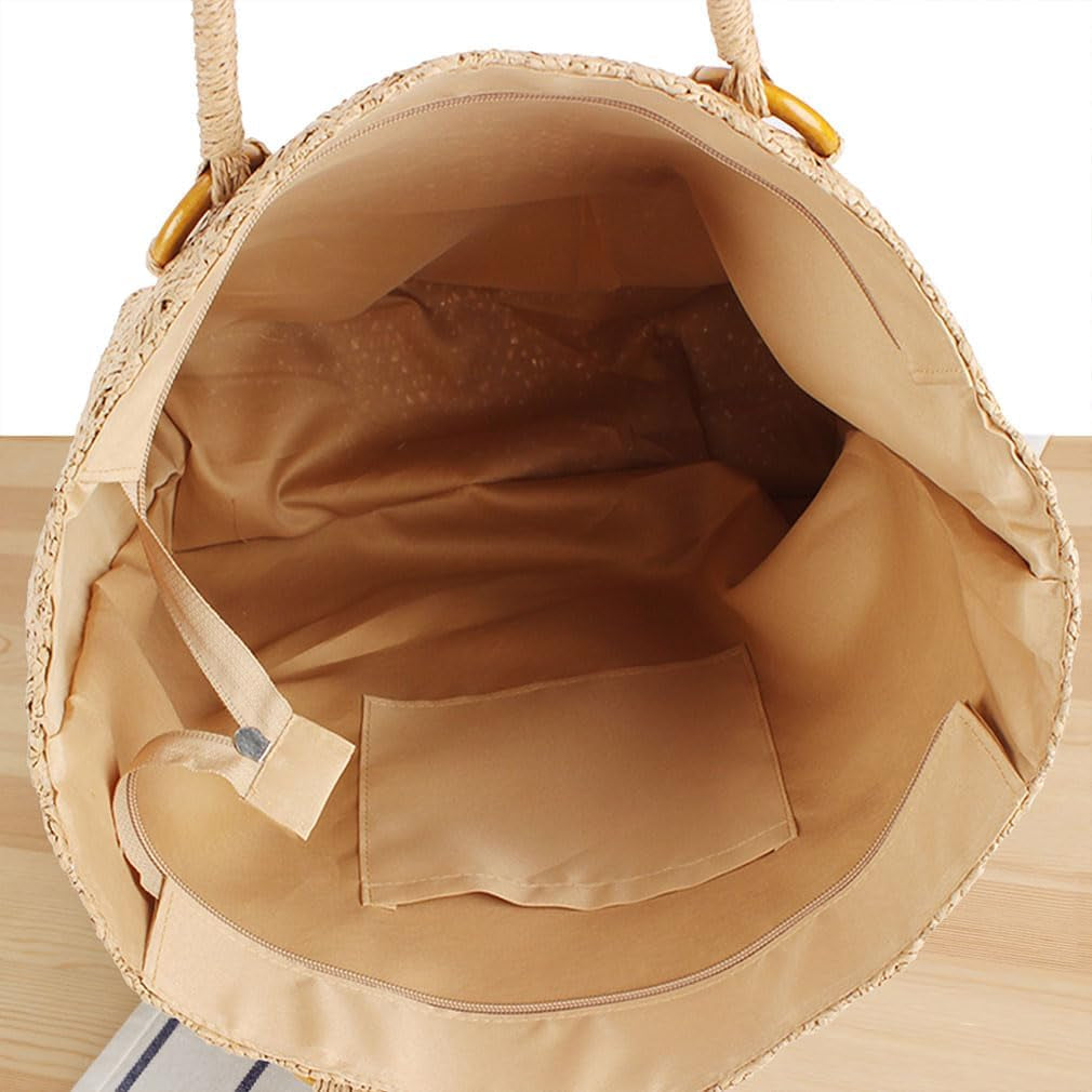 Big Woven Bag Women Large Tote Bag Summer Beach Handbag Retro Simple Travel Vacation Shoulder Bag