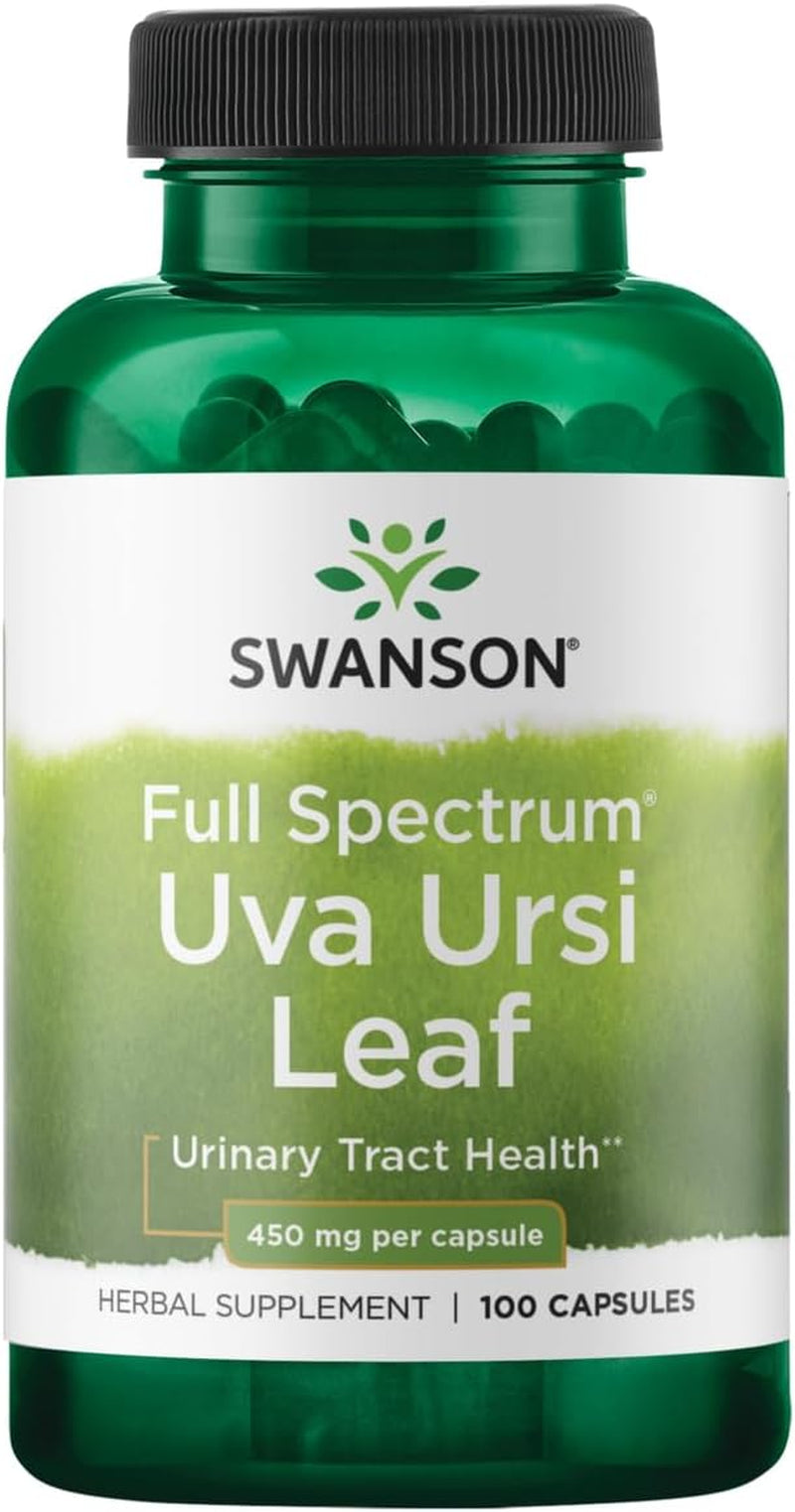 Swanson Full-Spectrum Uva Ursi Leaf - Herbal Supplement Supporting Kidney & Urinary Tract Health - May Support Cardiovascular System Function & Bladder Health - (100 Capsules, 450Mg Each)