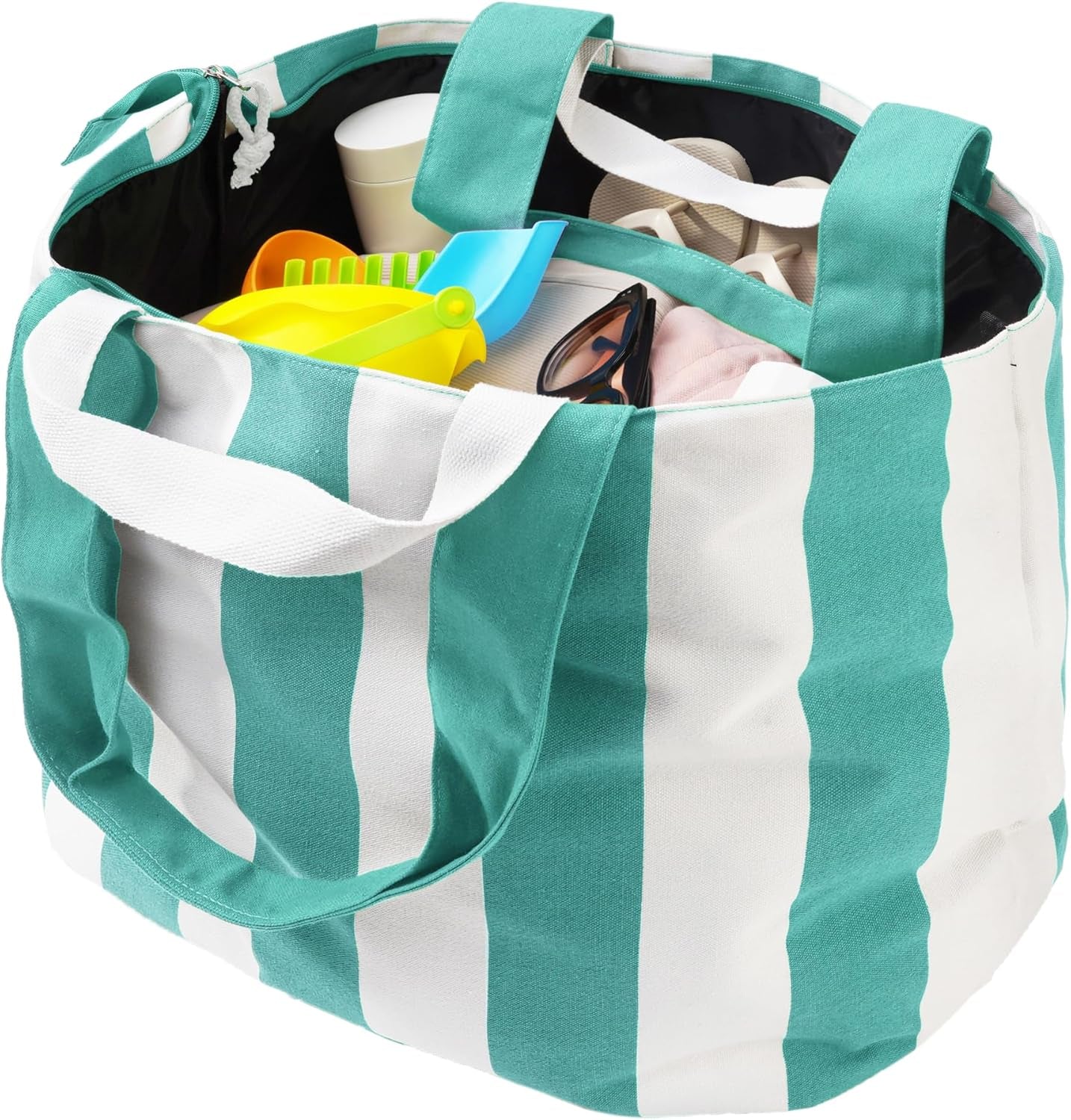 22'' 50L Large Beach Bag with Zipper, Extra Large Canvas Tote Bag for Women, Weekender Pool Bag