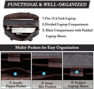VASCHY Laptop Bag for Men, Vintage Canvas Water Resistant 15.6 Inch Messenger Bag Business Briefcase Shoulder Bag