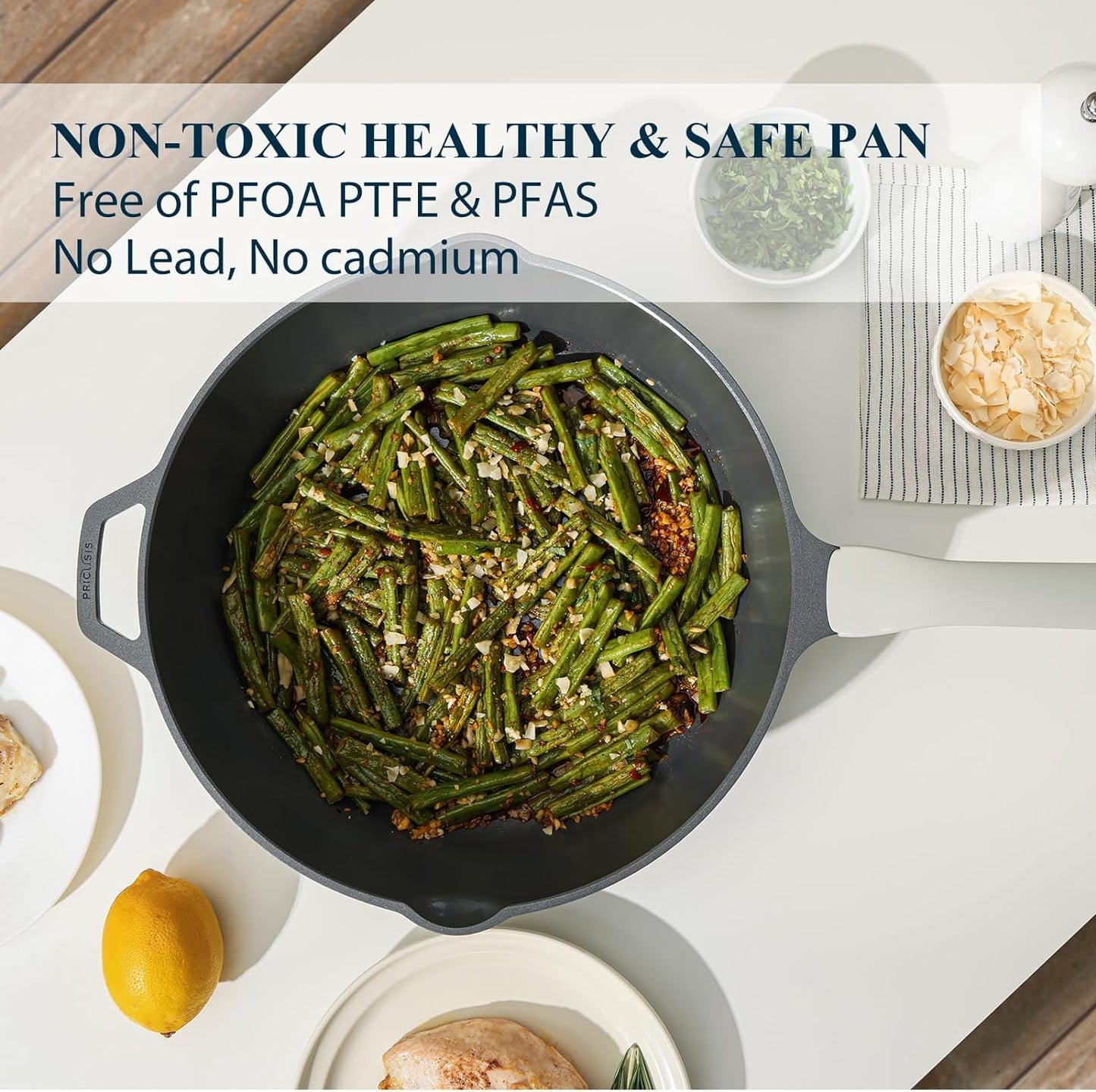 Nonstick Pots and Pans Set, Non Toxic Ceramic Nonstick Cookware Set, Nonstick Pan Skillet Set, Healthy Nonstick Frying Pan Set, PTFE PFOA & PFAS Free, Induction Compatible. (9Ps-Set)