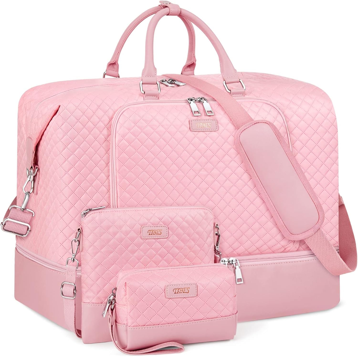 Travel Weekender Bag for Women, Overnight Bag with Shoe Compartment, Oversized Travel Duffel Bag Carry on Tote with Trolley Sleeve 21" for Weekend Travel Business Trip