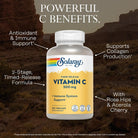 SOLARAY Vitamin C 500Mg, Two-Stage Timed Release - Antioxidant and Immune Support Supplement - Vitamin C with Rose HIPS and Acerola, Vegan, Gluten Free, 60-Day Guarantee, 250 Servings, 250 Vegcaps
