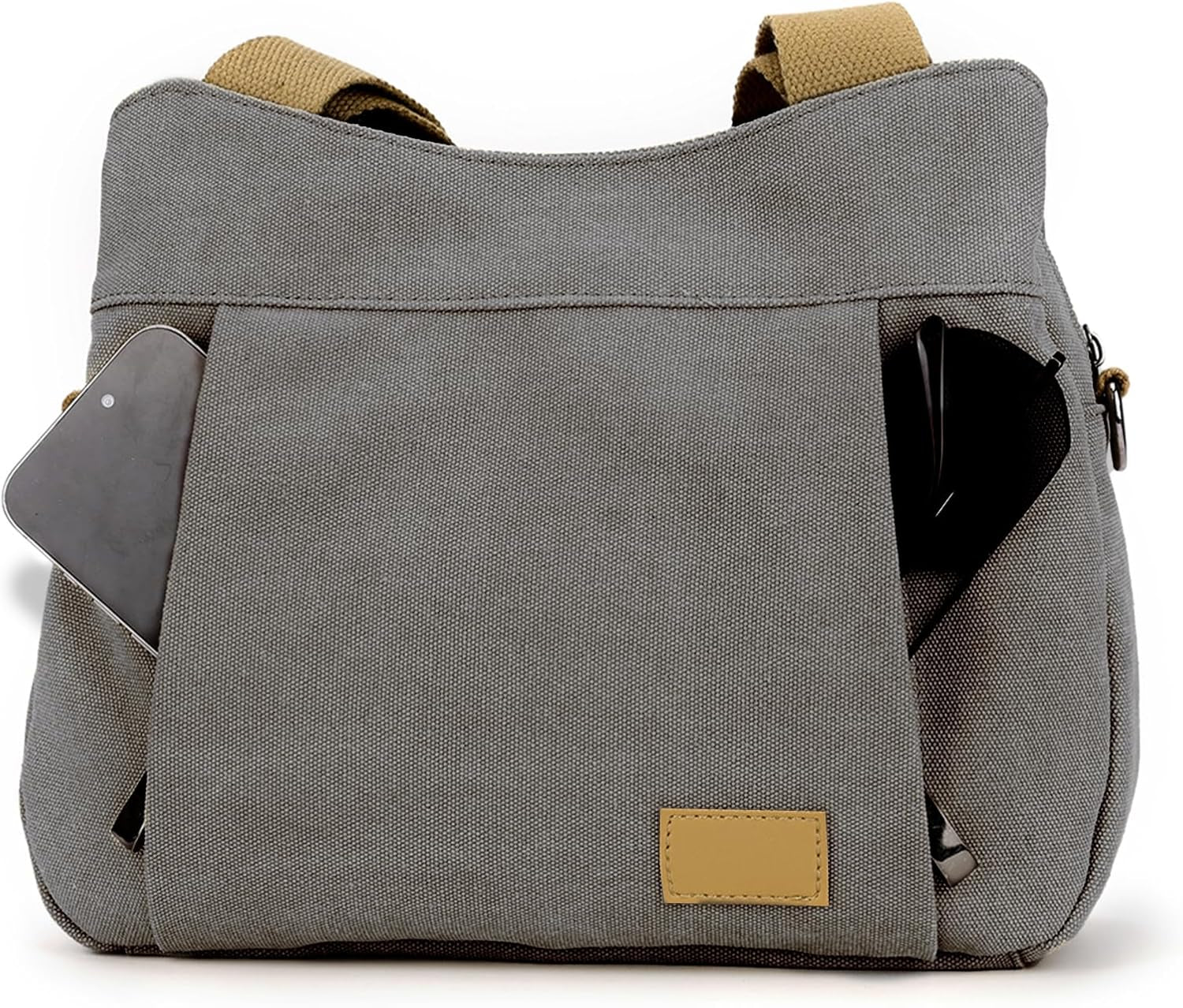DOURR Light Cotton Canvas Crossbody Bags for Women Daily Small Organized Shoulder Handbags with 3 Compartments