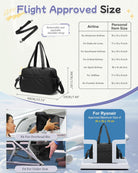 Small Black Gym Duffle Bag for Women Men, Waterproof Weekender Handbag Carry on Travel Bag for Airplane, Sports Yoga Tote Bag with Dry Wet Pocket