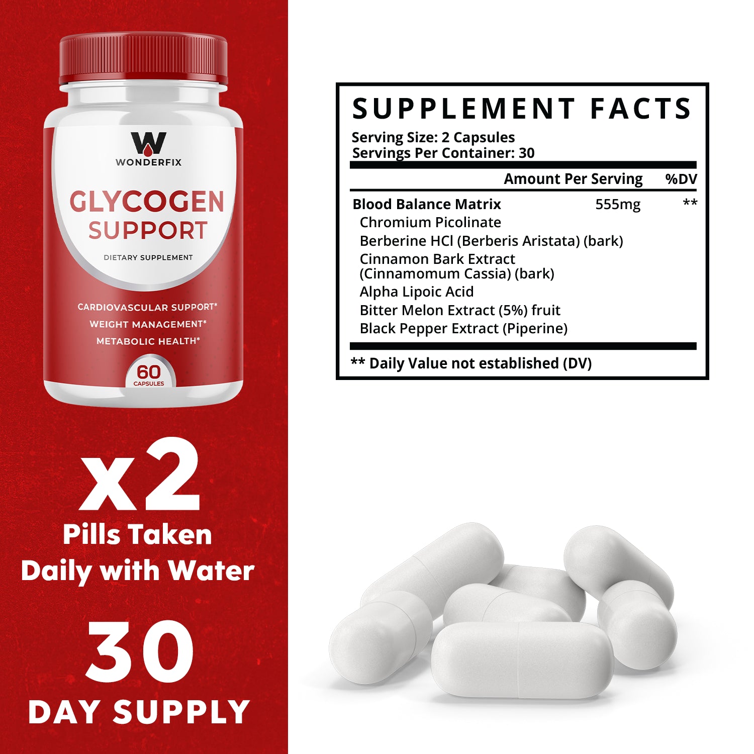 Wonderfix Glycogen Support Blood Pills- Glycogen for Heart Health Official-3Pack