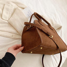 Women'S Suede Purse Vintage Top Handle Bag,Large Capacity Suede Tote Bags,Adjustable Strap Daily Sling Bag