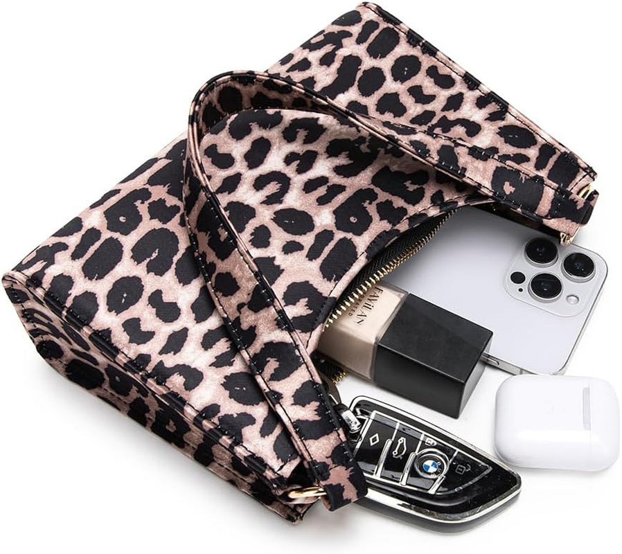 Shoulder Handbag for Women Leopard Print Underarm Purse, Mini Hobo Tote Handbag Fashion Evening Party Bag