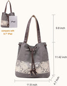 Women Printing Canvas Shoulder Bag Casual Handbags Purse Retro Tote