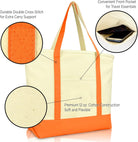 DALIX Initial Tote Bag Personalized Monogram Orange Zippered Top Letter - F