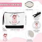 3 Pcs Pigs Lover Gift for Women Pink Pig Canvas Tote Bag Travel Cosmetic Bags Keychain Portable Makeup Zipper Pouch with Handle Funny Piggy Shopping Birthday Vbs Housekeepers Week Gift