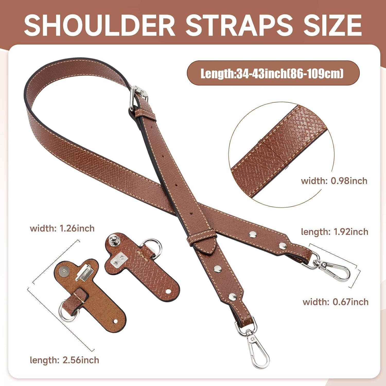 2025 Purse Straps Replacement, Leather Handbag Crossbody Shoulder Strap for S/M/L Tote Bag Women