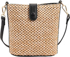 Women 2025 Summer Purse Straw Woven Cross Body Bucket Bag Trendy Shoulder Handbag Casual Tote Travel Beach
