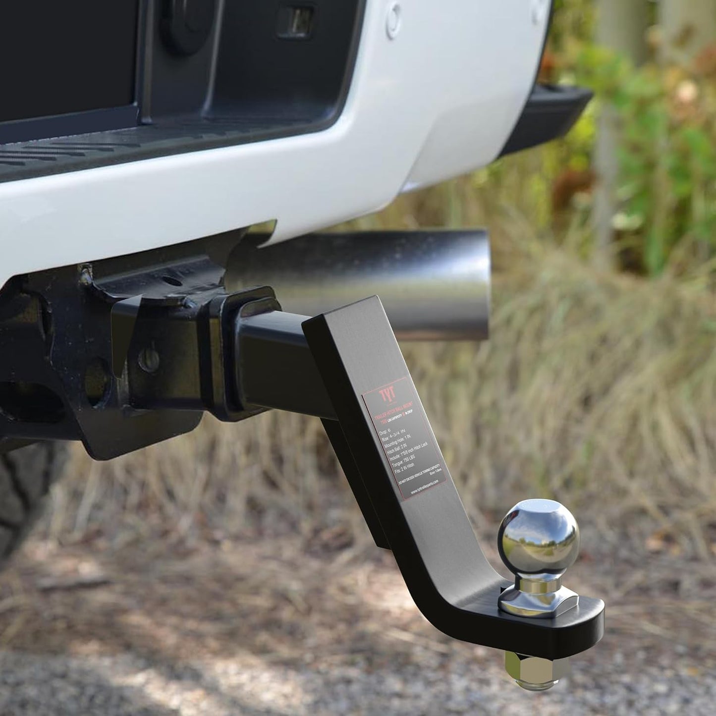 TYT Trailer Hitch Mount with 50.8 Mm Chrome Ball & Lock, Fits 50.8 Mm Receiver,